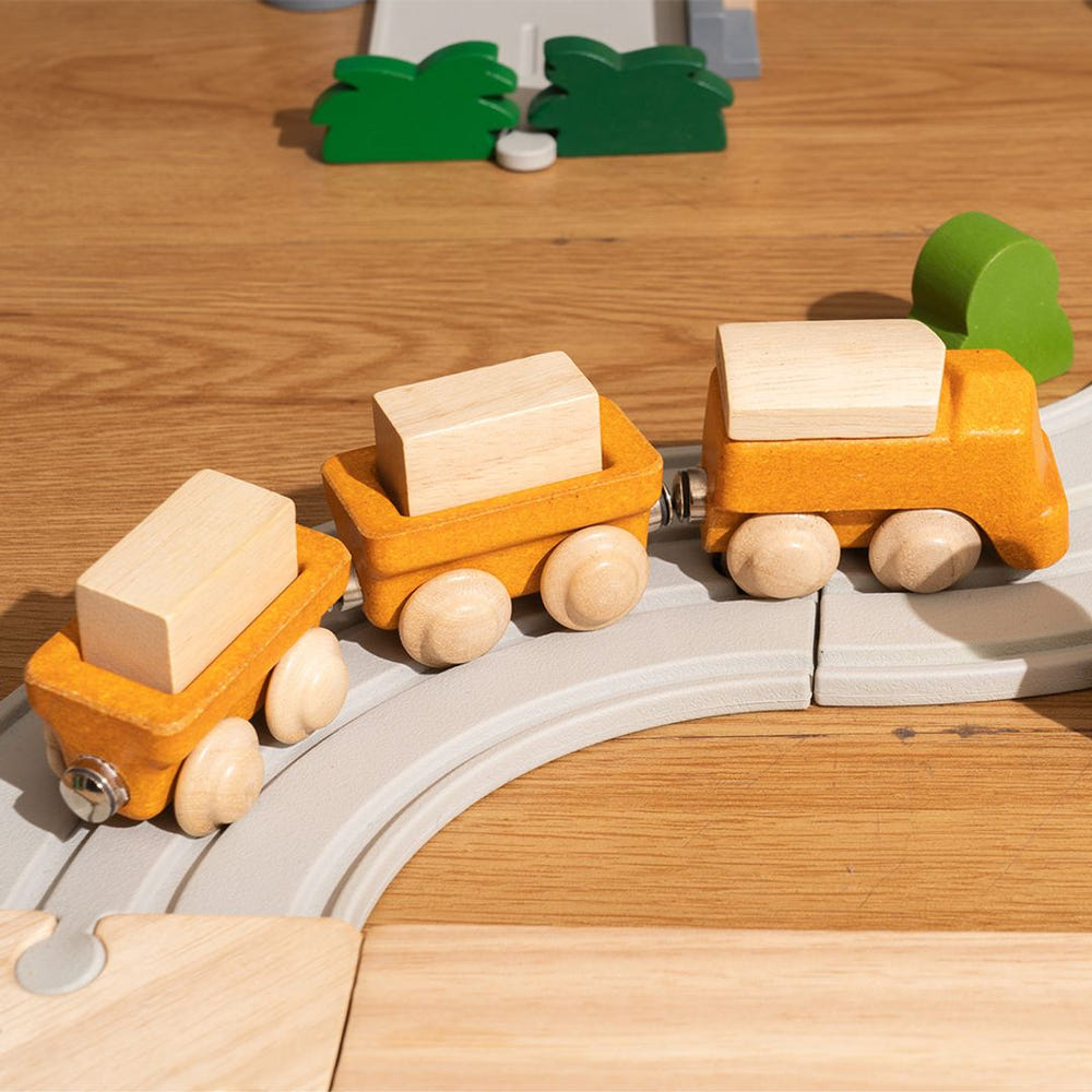 Colorful cargo train toy for imaginative pretend play, perfect for toddlers and young children.