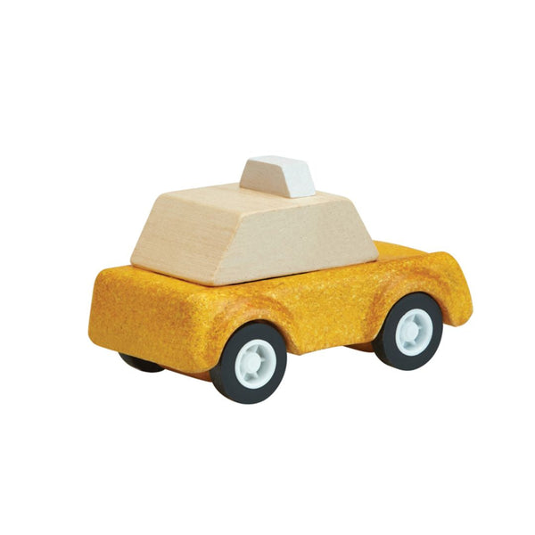 Yellow taxicab toy for babies, perfect for imaginative play and entertainment. Angle 7 view showcasing vibrant design.