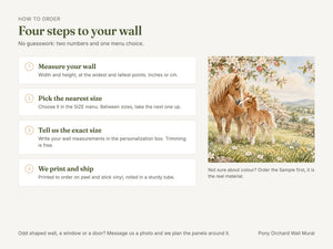Watercolor Pony Orchard Farm Wall Mural, image 6