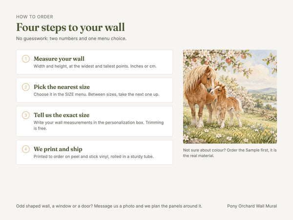 Watercolor Pony Orchard Farm Wall Mural, image 6