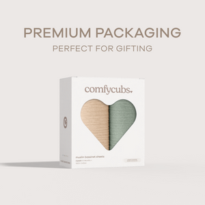 Muslin Cotton Bassinet Sheets, 2 Pack in Fern and Cream