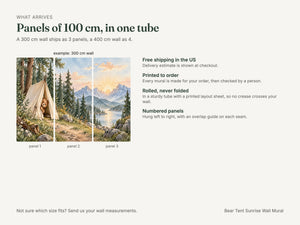 Watercolor Bear Tent Sunrise Camping Wall Mural, image 8