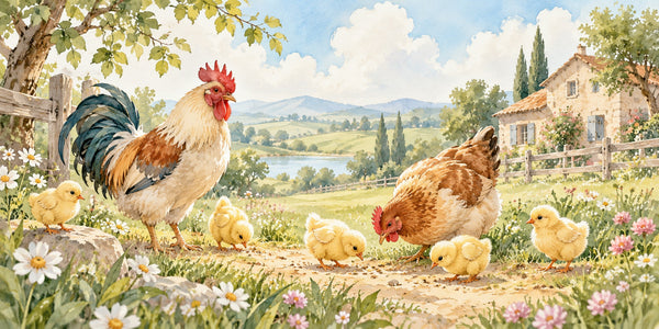 Watercolor Chicks Field Farm Wall Mural, image 3