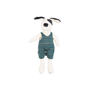 "Julius the Dog plush toy from Moulin Roty, perfect for babies and toddlers, soft and cuddly for playtime."