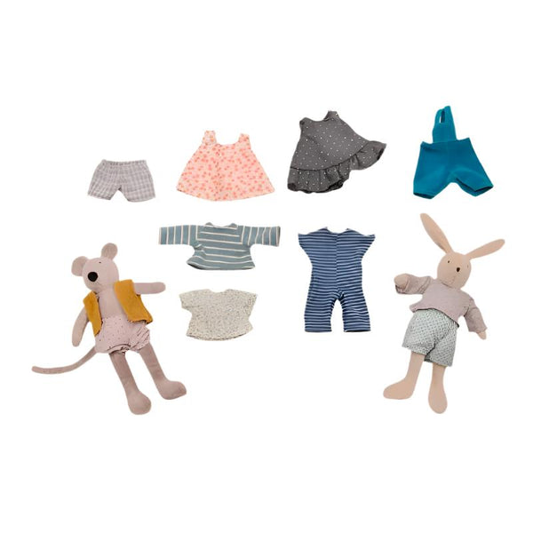 Suitcase - Rabbit & Mouse Wardrobe - Stuffed Toy - Moulin Roty