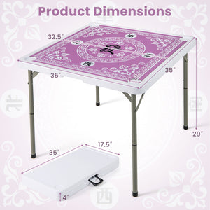 35 Inch 4 Player Game Card Folding Mahjong Table with Cup Holders