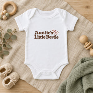 Auntie's Little Bestie baby bodysuit in white