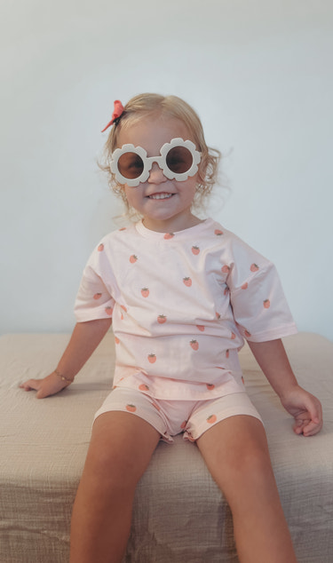 Organic Cotton Strawberry Print Shorts Set
