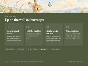 Watercolor Daisy Meadow Bunny Wall Mural, image 9