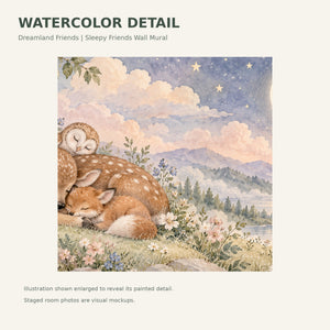 Watercolor Dreamland Friends Wall Mural, image 4
