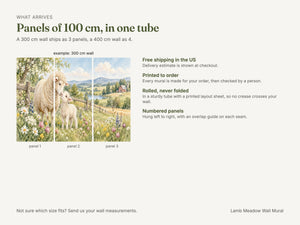 Watercolor Lamb Meadow Farm Wall Mural, image 8