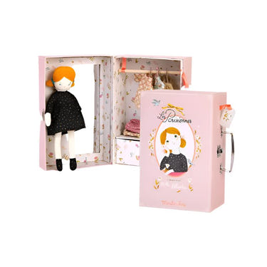 "Blanche’s Wardrobe doll suitcase by Moulin Roty, perfect for imaginative play and storage."