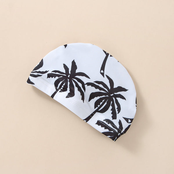 Boys' Cotton One-piece Swimsuit Cartoon Coconut Tree Printed Tape Hat