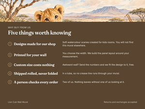 Watercolor Lion Cub Safari Wall Mural, image 10