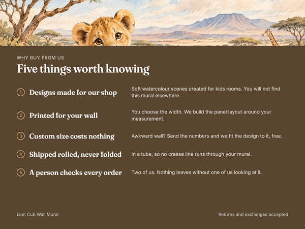 Watercolor Lion Cub Safari Wall Mural, image 10