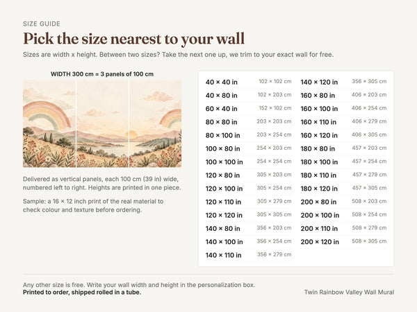 Watercolor Twin Rainbow Valley Wall Mural, image 4