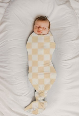 Beige & White Checkered Stretch Swaddle