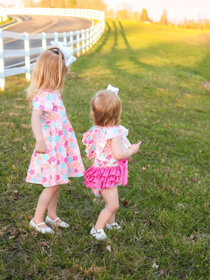 Colorful Floral Ruffle Baby Girls Romper