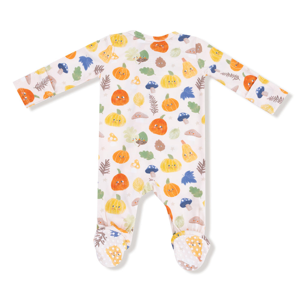 Autumn Pumpkins 2 Way Zipper Footie for babies - cozy zip pajamas in a cute pumpkin design.