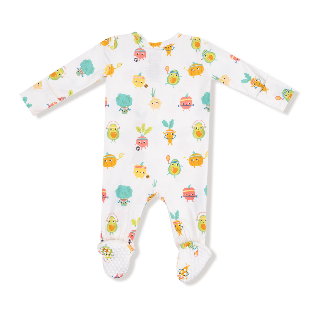 Crunch Munch Veggie Sports 2 Way Zipper Footie for babies - comfy zip pajamas for playful sleep.