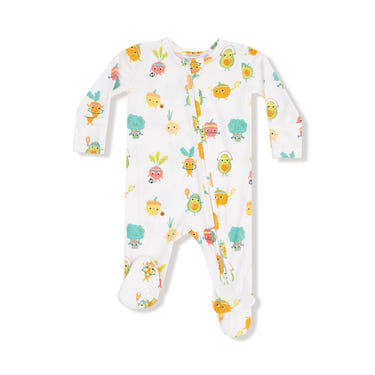 Crunch Munch Veggie Sports 2 Way Zipper Footie for babies - comfy zip pajamas for playful sleep.