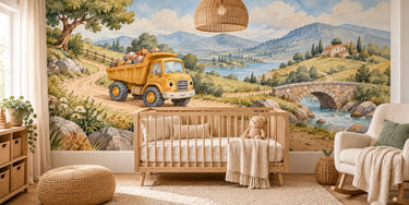Watercolor Dump Truck Road Wall Mural, image 1