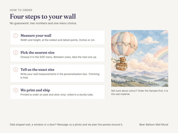 Watercolor Bear Hot Air Balloon Wall Mural, image 6