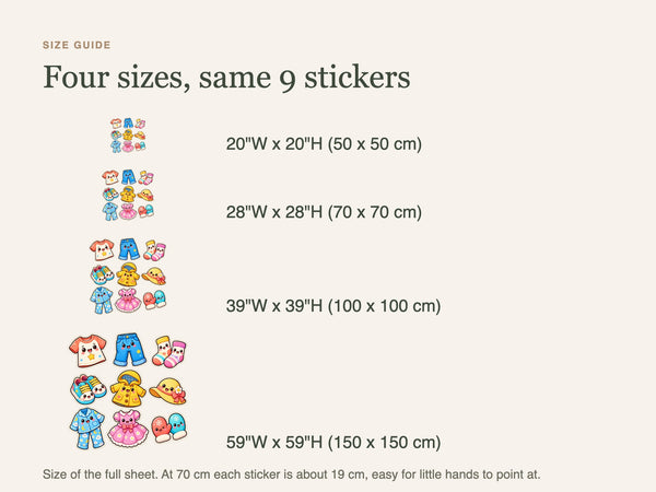Cute Clothes Wall Decals, Set of 9, First Words Stickers, image 5