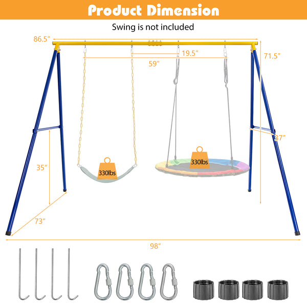 660 LBS Extra-Large A-Shaped Swing Stand with Anti-Slip Footpads (Without Seat)