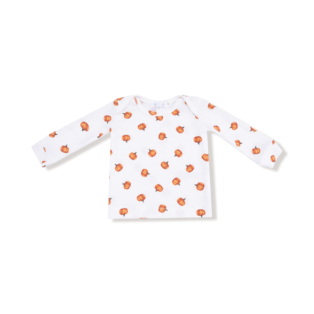 Cozy Little Pumpkins loungewear set for babies, perfect for bedding and sleep.