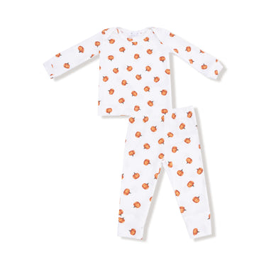 Cozy Little Pumpkins loungewear set for babies, perfect for bedding and sleep.