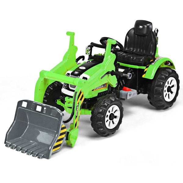 12V battery-powered kids ride-on dumper truck in angle 12 view, perfect for outdoor play and imaginative adventures.