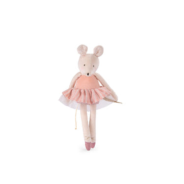 Pink mouse plush toy from The Little School of Dance by Moulin Roty, perfect for cuddles and imaginative play.