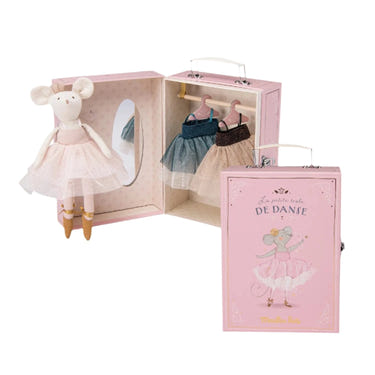 "Tutus suitcase for dolls from The Little School Of Dance by Moulin Roty, perfect for imaginative play."