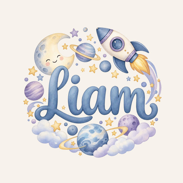 Personalised Space Rocket Name Wall Decal, image 3