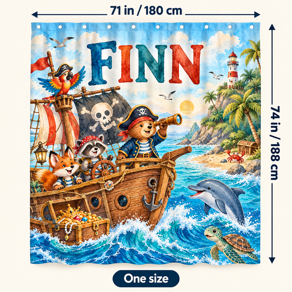 Pirate Adventure personalized shower curtain size 71 x 74 inches