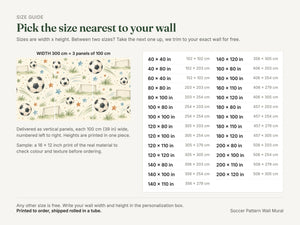 Watercolor Soccer Pattern Wall Mural, image 5