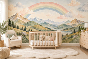 Watercolor Golden Valley Rainbow Wall Mural, image 1