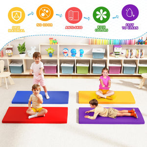 6 Pack 2 Inch Toddler Rest Nap Mats for Daycare and Preschool, Waterproof Rainbow Kids Nap Mats