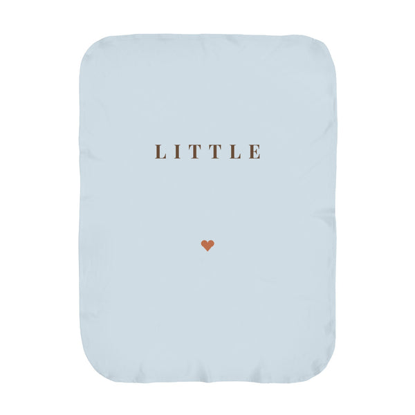 Personalize the Little Name swaddle blanket in sky with your baby's name
