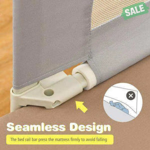 69.5 Inches Toddler Bedrail with Anti-Collision Cotton and Side Pocket-Blue Gray Bed Rails