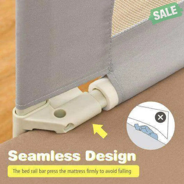 69.5 Inches Toddler Bedrail with Anti-Collision Cotton and Side Pocket-Blue Gray Bed Rails