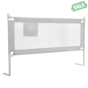 69.5 Inches Toddler Bedrail with Anti-Collision Cotton and Side Pocket-Blue Gray Bed Rails