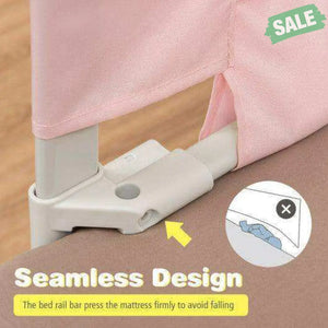 69.5 Inches Toddler Bedrail with Anti-Collision Cotton and Side Pocket-Blue Gray Bed Rails