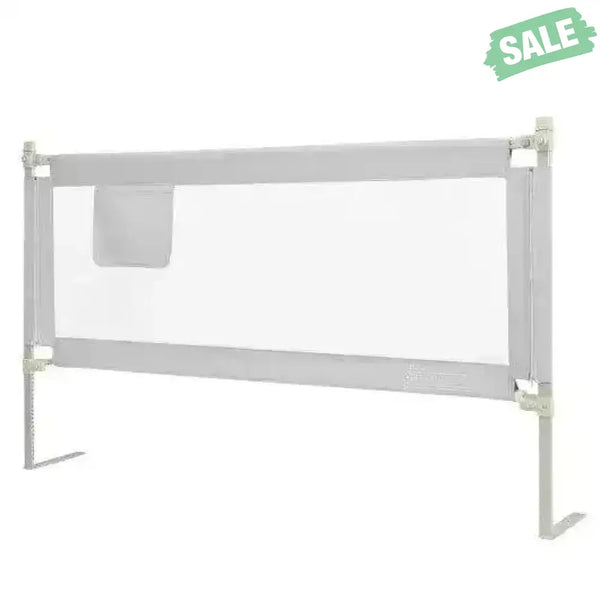 69.5 Inches Toddler Bedrail with Anti-Collision Cotton and Side Pocket-Blue Gray Bed Rails