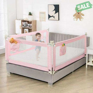 69.5 Inches Toddler Bedrail with Anti-Collision Cotton and Side Pocket-Blue Gray Bed Rails