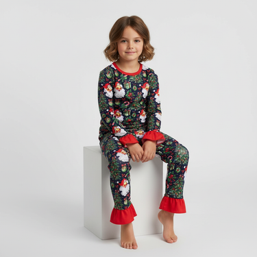 Christmas Eve Santa pajama set for babies, perfect for festive sleepwear and holiday celebrations.