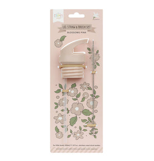 Replacement Lid, Straw & Brush Set for Stainless Steel Bottle: Blossoms