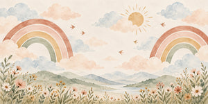 Watercolor Wildflower Rainbow Meadow Wall Mural, image 2