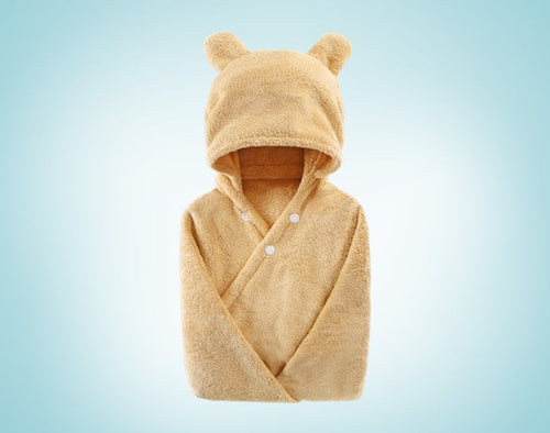 Cotton hooded bath towel for babies, soft and cozy, perfect for post-bath snuggles. Angle 14 view.
